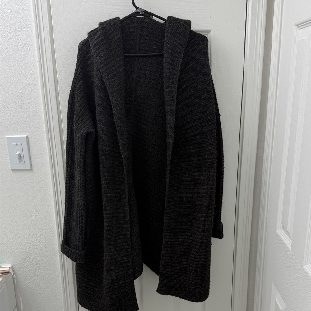 VINCE Black Hooded Cardigan Small